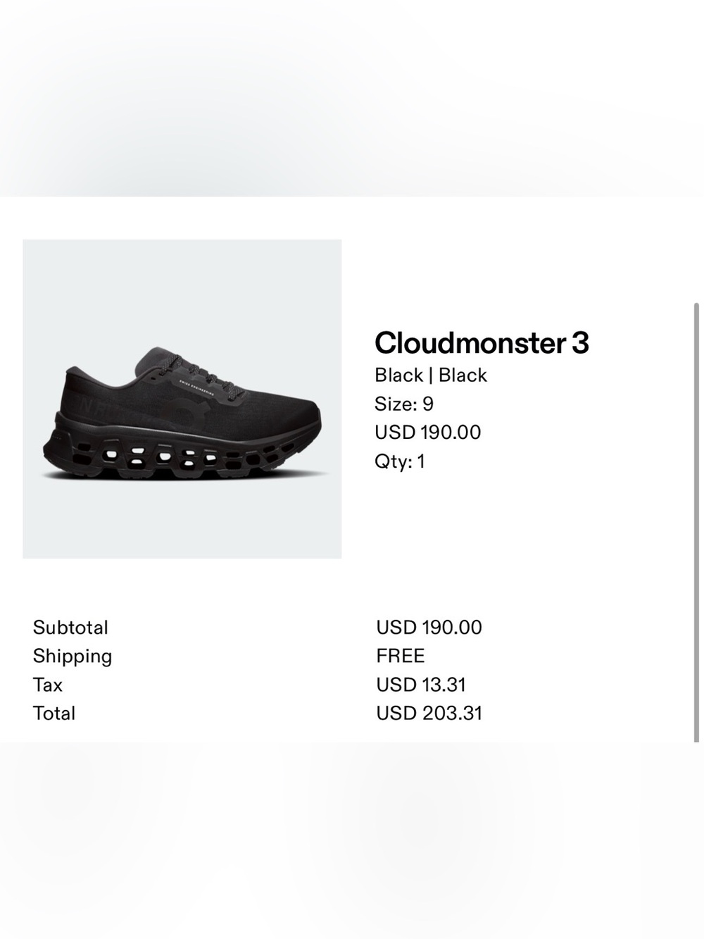 On Running Cloudmonster 3 Black Athletic Shoes